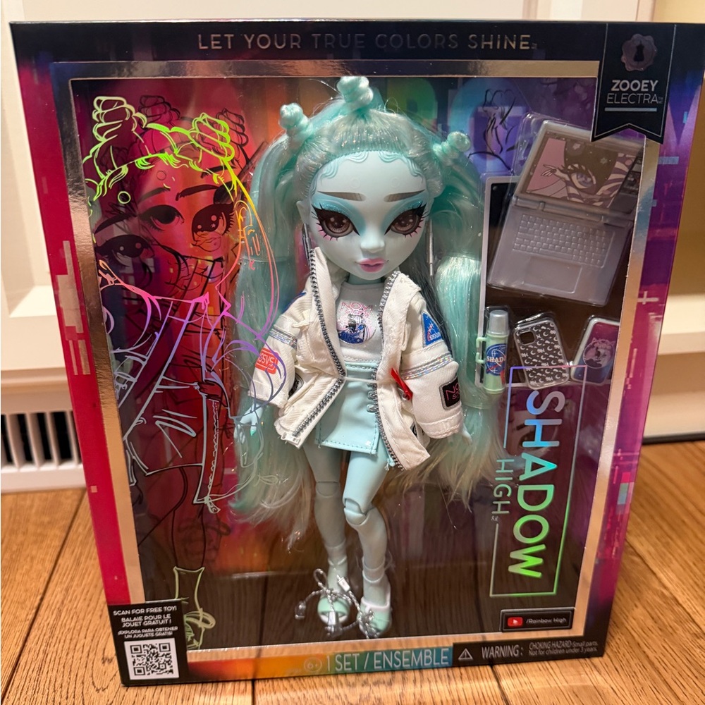 MGA Rainbow Shadow High Zooey Electra Light Blue Articulated Fashion Doll NIB